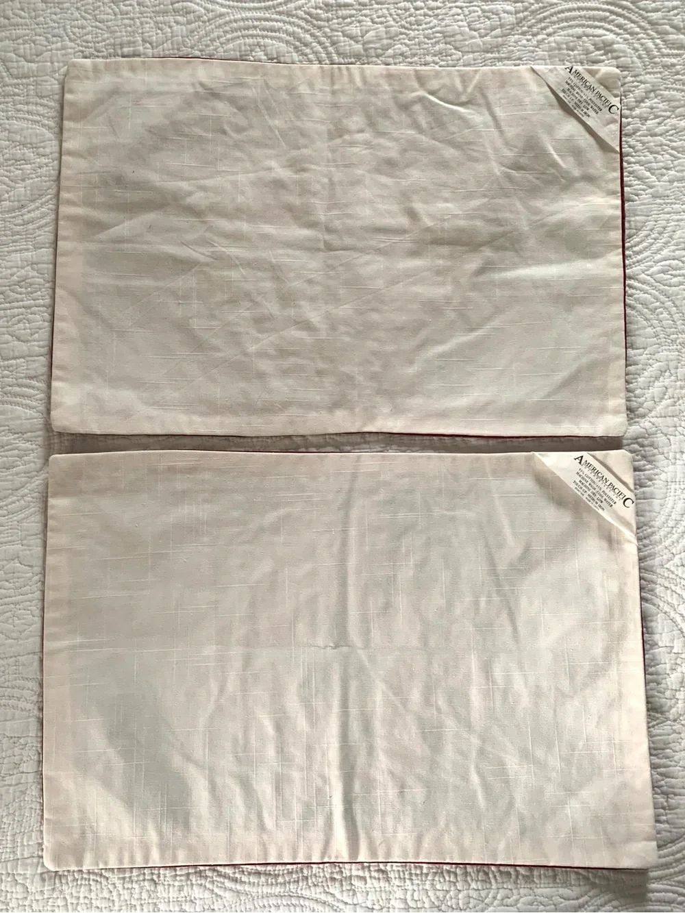 Set of 2 Vintage Quilted Christmas Placemats American Pacific Dining Cloth